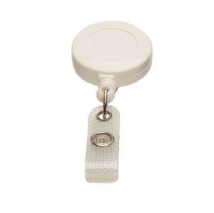 Badge reel with belt clip (white)